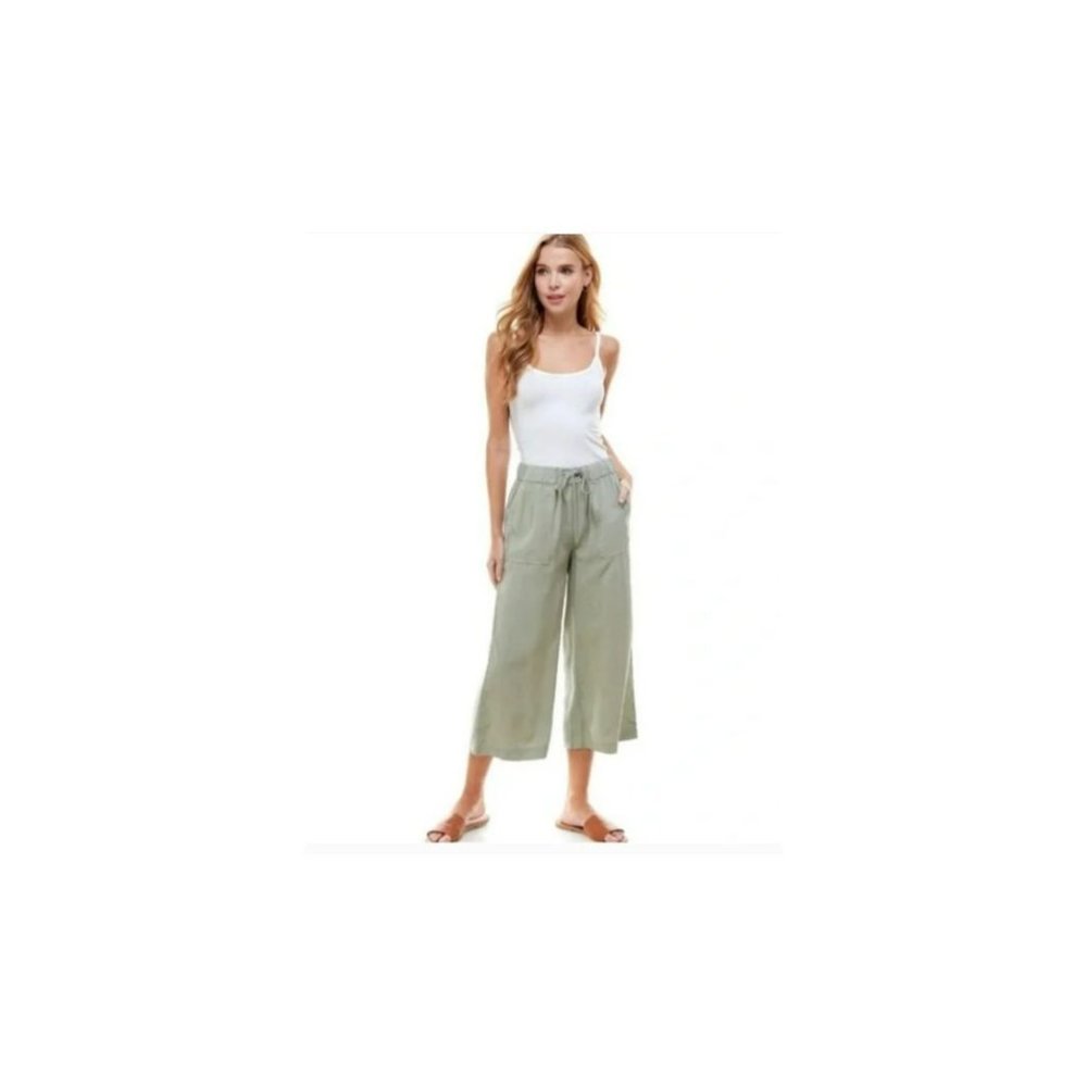 Thread & Supply Women's Super Soft Relaxed Fit Wide Leg Crop Pants Size L NWOT